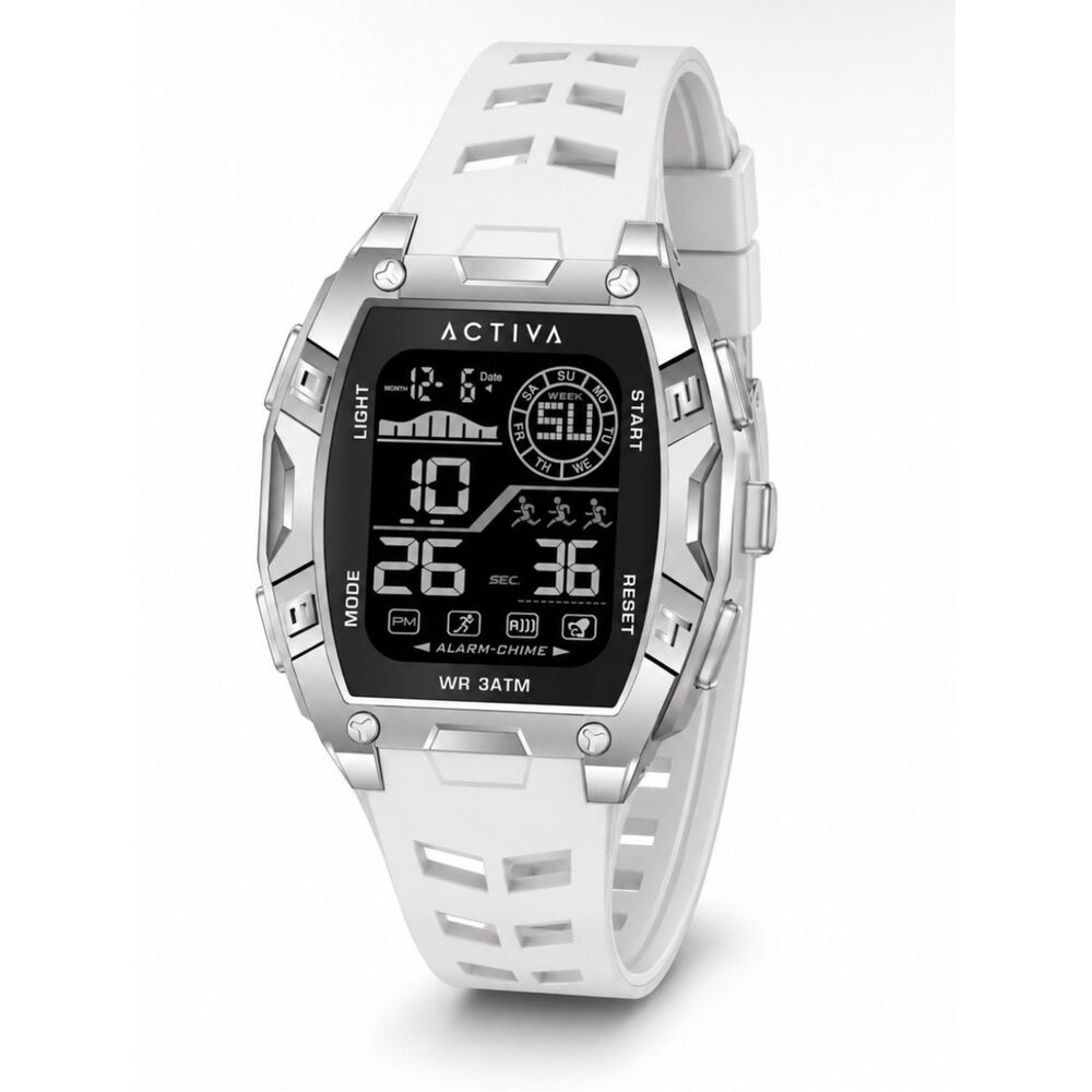 Ativa White and Silver Digital Sports Watch